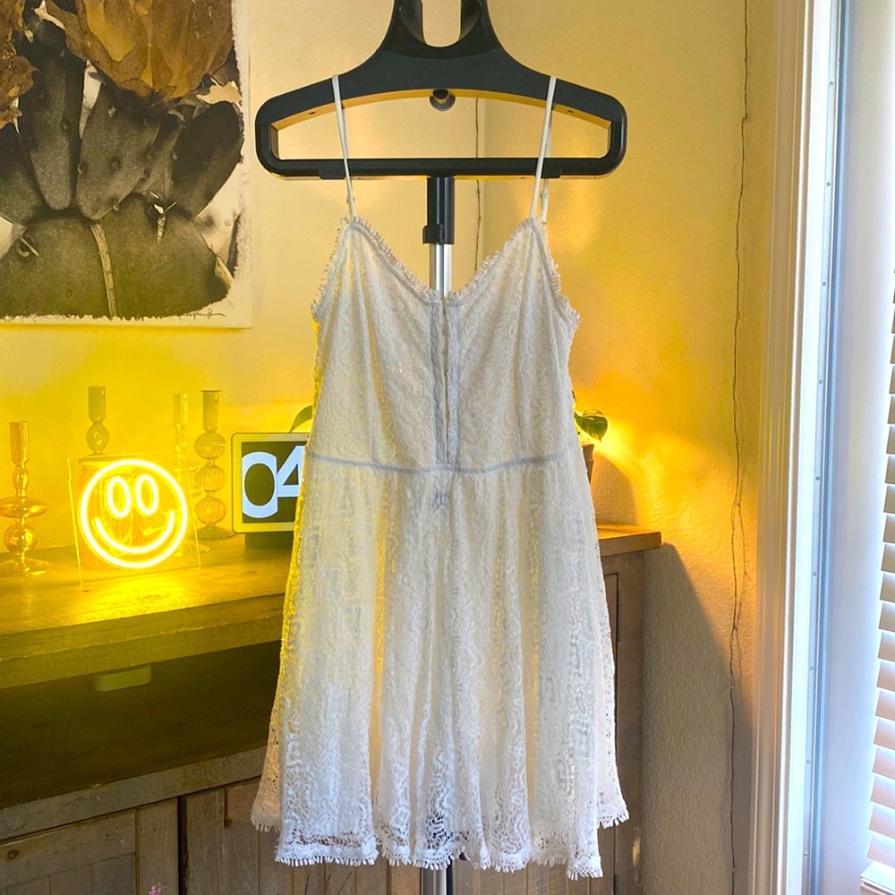 Y2K  vintage Aeropostale lace dress with smocked back and corset inspired front